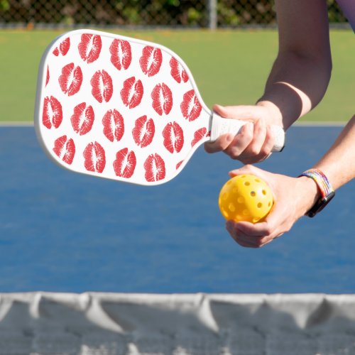 Red Lips Pattern Of Lips Red Lipstick Kiss Pickleball Paddle