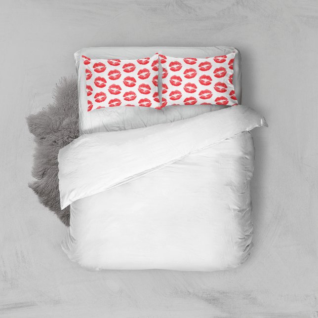 Red Lips, Pattern Of Lips, Red Lipstick, Kiss Pillow Case (Creator Uploaded)