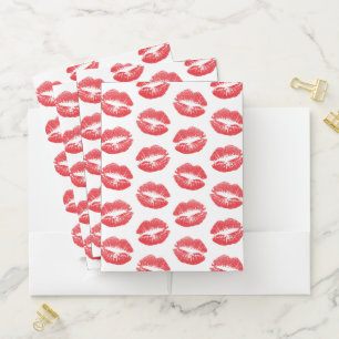 Red Lips, Pattern Of Lips, Red Lipstick, Kiss Pocket Folder