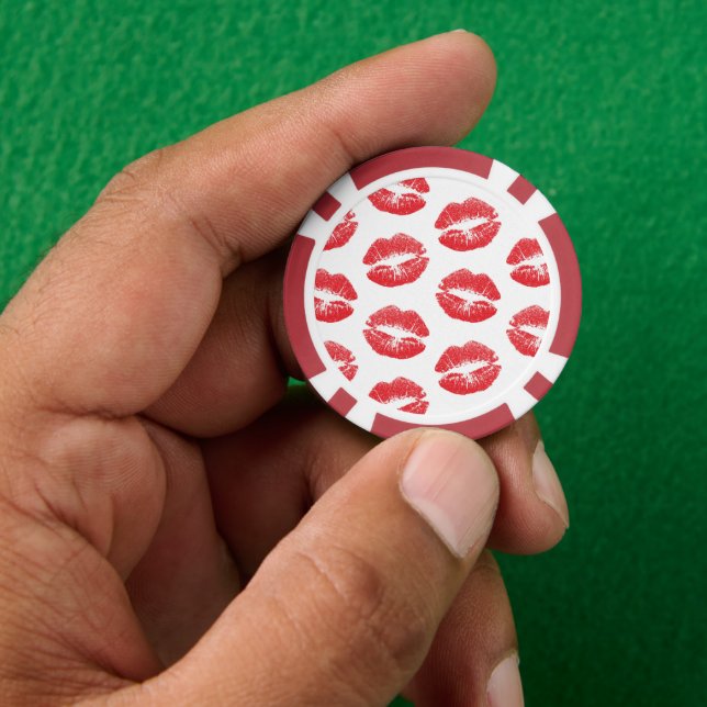 Red Lips, Pattern Of Lips, Red Lipstick, Kiss Poker Chips (Hand)