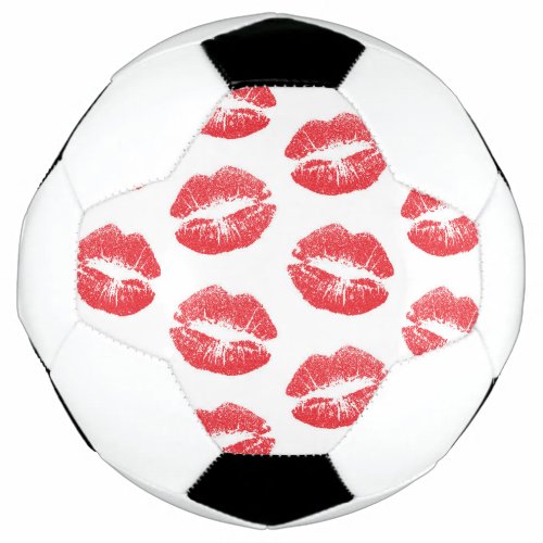 Red Lips Pattern Of Lips Red Lipstick Kiss Soccer Ball