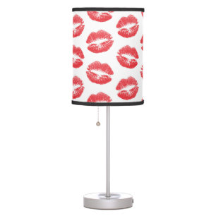 Red Lips, Pattern Of Lips, Red Lipstick, Kiss Table Lamp