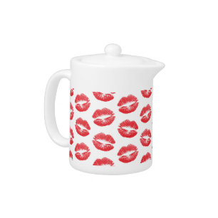 Red Lips, Pattern Of Lips, Red Lipstick, Kiss Teapot