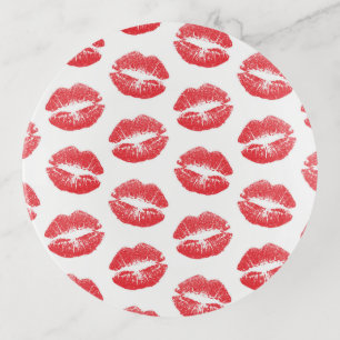 Red Lips, Pattern Of Lips, Red Lipstick, Kiss Trinket Tray