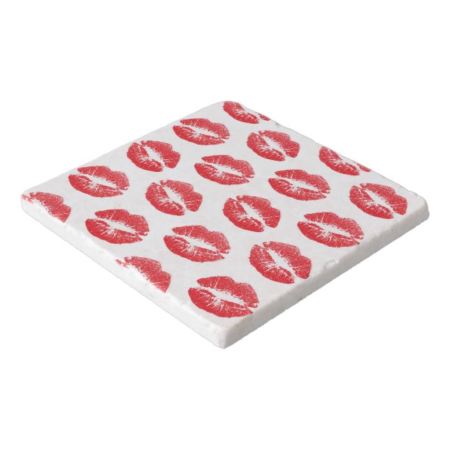 Red Lips, Pattern Of Lips, Red Lipstick, Kiss Trivet (Corner)