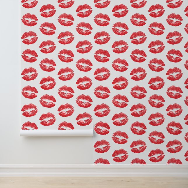 Red Lips, Pattern Of Lips, Red Lipstick, Kiss Wallpaper (Application)