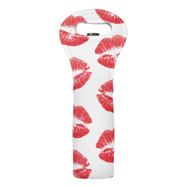 Red Lips, Pattern Of Lips, Red Lipstick, Kiss Wine Bag (Front)