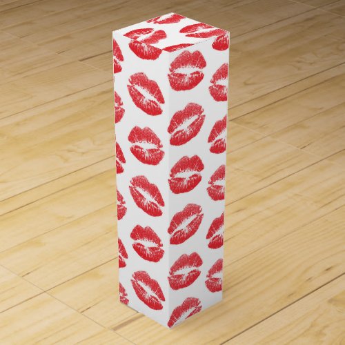 Red Lips Pattern Of Lips Red Lipstick Kiss Wine Box