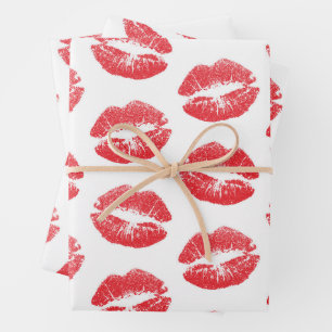 Red Lips, Pattern Of Lips, Red Lipstick, Kiss Wrapping Paper Sheets