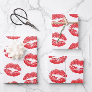 Red Lips, Pattern Of Lips, Red Lipstick, Kiss Wrapping Paper Sheets
