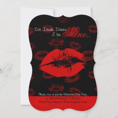 Red lips pattern valentine party invitation