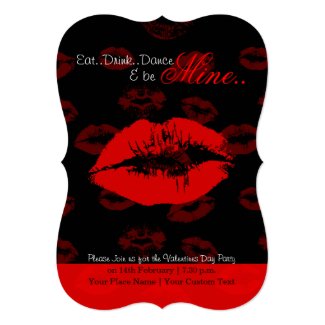 Red lips pattern valentine party invitation
