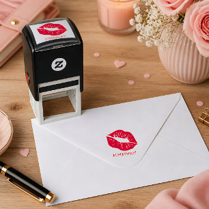 Red Lips Personalized Text Self-inking Stamp