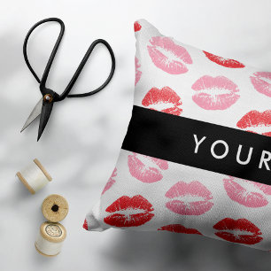 Red Lips, Pink Lips, Kiss, Your Name, Personalise Accent Pillow
