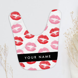 Red Lips, Pink Lips, Kiss, Your Name, Personalise Baby Bib