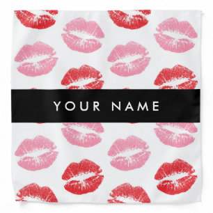 Red Lips, Pink Lips, Kiss, Your Name, Personalise Bandana