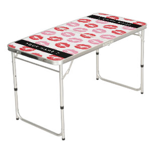 Red Lips, Pink Lips, Kiss, Your Name, Personalise Beer Pong Table