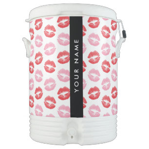 Red Lips, Pink Lips, Kiss, Your Name, Personalise Beverage Cooler
