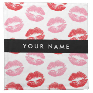 Red Lips, Pink Lips, Kiss, Your Name, Personalise Cloth Napkin