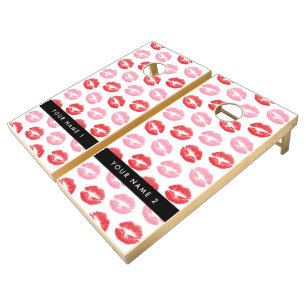 Red Lips, Pink Lips, Kiss, Your Name, Personalise Cornhole Set