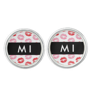 Red Lips, Pink Lips, Kiss, Your Name, Personalise Cufflinks