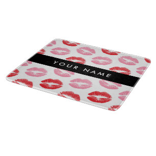 Red Lips, Pink Lips, Kiss, Your Name, Personalise Cutting Board