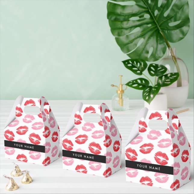 Red Lips, Pink Lips, Kiss, Your Name, Personalise Favor Boxes (Multiple)