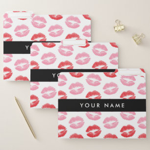 Red Lips, Pink Lips, Kiss, Your Name, Personalise File Folder