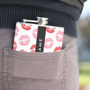 Red Lips, Pink Lips, Kiss, Your Name, Personalise Flask