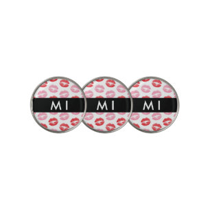 Red Lips, Pink Lips, Kiss, Your Name, Personalise Golf Ball Marker