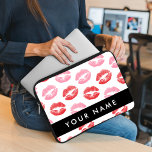 Red Lips, Pink Lips, Kiss, Your Name, Personalise Laptop Sleeve<br><div class="desc">Elegant,  stylish and sophisticated pattern with red and pink lips on white background. Modern and trendy gift,  perfect for the makeup lover in your life. Personalize by adding your name,  nickname,  monogram or initials.</div>