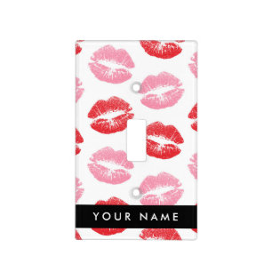 Red Lips, Pink Lips, Kiss, Your Name, Personalise Light Switch Cover