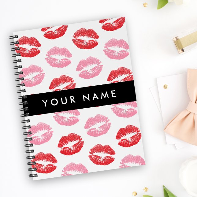 Red Lips, Pink Lips, Kiss, Your Name, Personalise Notebook (Creator Uploaded)