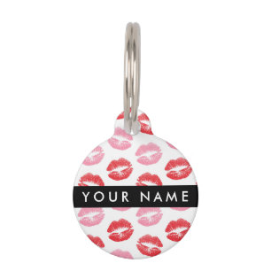 Red Lips, Pink Lips, Kiss, Your Name, Personalise Pet ID Tag