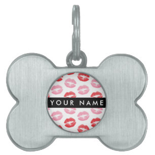 Red Lips, Pink Lips, Kiss, Your Name, Personalise Pet ID Tag