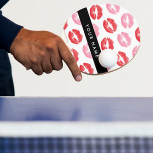 Red Lips, Pink Lips, Kiss, Your Name, Personalise Ping Pong Paddle