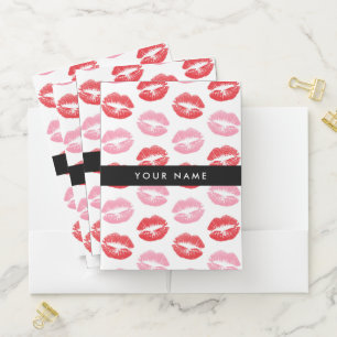 Red Lips, Pink Lips, Kiss, Your Name, Personalise Pocket Folder