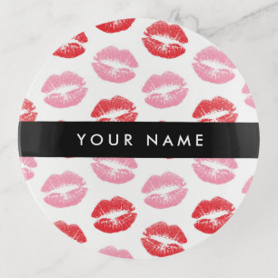 Red Lips, Pink Lips, Kiss, Your Name, Personalise Trinket Tray