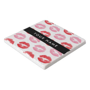 Red Lips, Pink Lips, Kiss, Your Name, Personalise Trivet