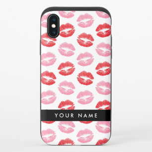 Red Lips, Pink Lips, Kiss, Your Name, Personalise iPhone XS Slider Case