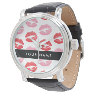 Red Lips, Pink Lips, Kiss, Your Name, Personalise Watch