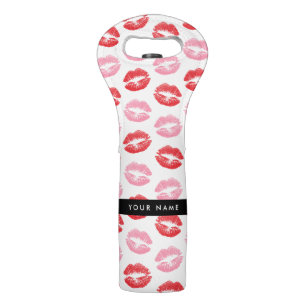 Red Lips, Pink Lips, Kiss, Your Name, Personalise Wine Bag