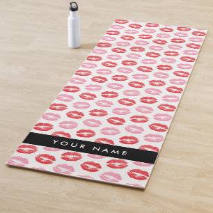 Red Lips, Pink Lips, Kiss, Your Name, Personalise Yoga Mat