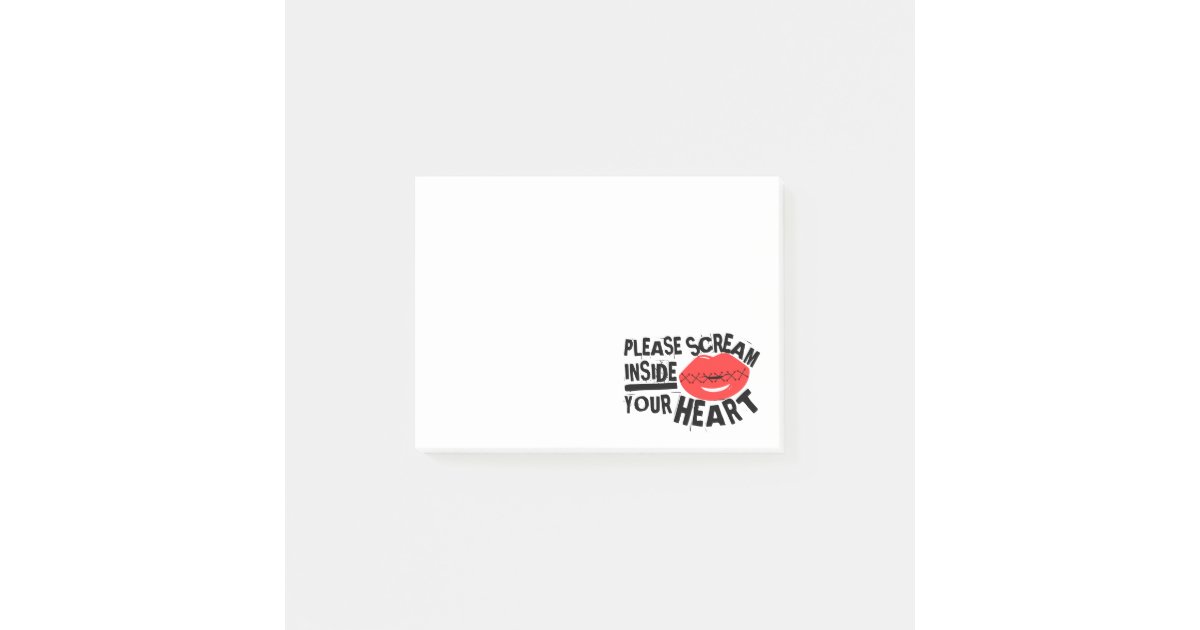 Red Lips Please Scream Inside Your Heart Funny Post-it Notes | Zazzle