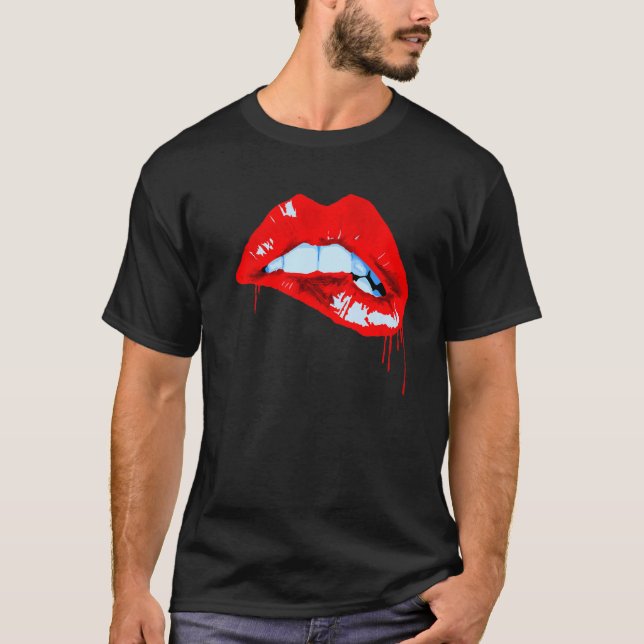 Red Lips Pop Art Paint T-Shirt (Front)