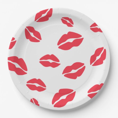 Red Lips Print paper Plate