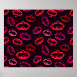 Red lips print seamless pattern