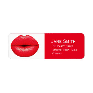 Red Lips punk lipstick pop art Label