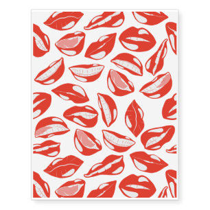 Red Lips ready to kiss Temporary Tattoos