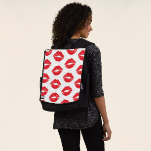 Red Lips, Red Lipstick, Kiss, Pattern Of Lips Backpack